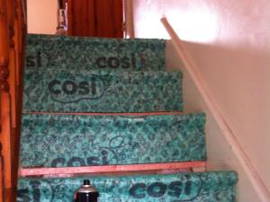 Carpet Fitting (2 of 3) - New gripper rods and underlay fitted to the cleaned stairs ready for carpeting